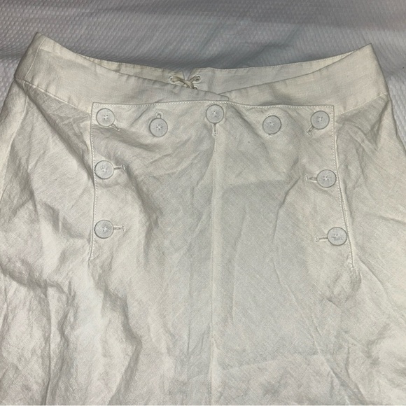 J. Crew Off-White A-Line Skirt with Button Accents Linen Soft - Picture 2 of 7